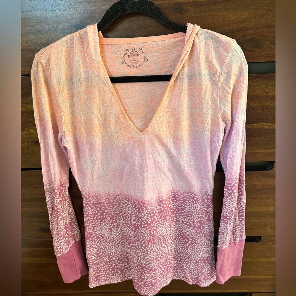Prana Pink and Orange Hoodie Sweatshirt